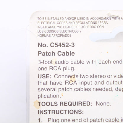 Leviton Gray 3-Foot RCA Audio Speaker Patch Cable Wire Shielded 3' C5452-3
