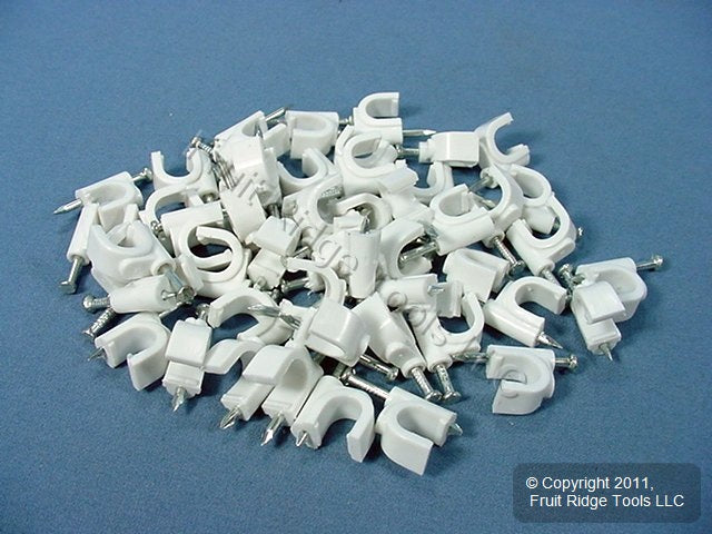 Leviton C5811-WCP White Coaxial Cable Fastener Nial-In Clips 50-pack