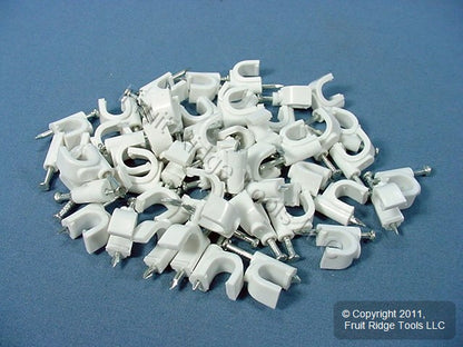 Leviton C5811-WCP White Coaxial Cable Fastener Nial-In Clips 50-pack