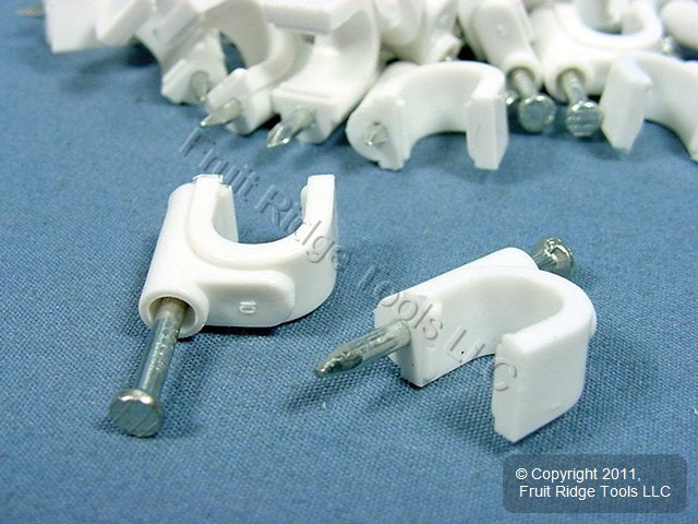 Leviton C5811-WCP White Coaxial Cable Fastener Nial-In Clips 50-pack