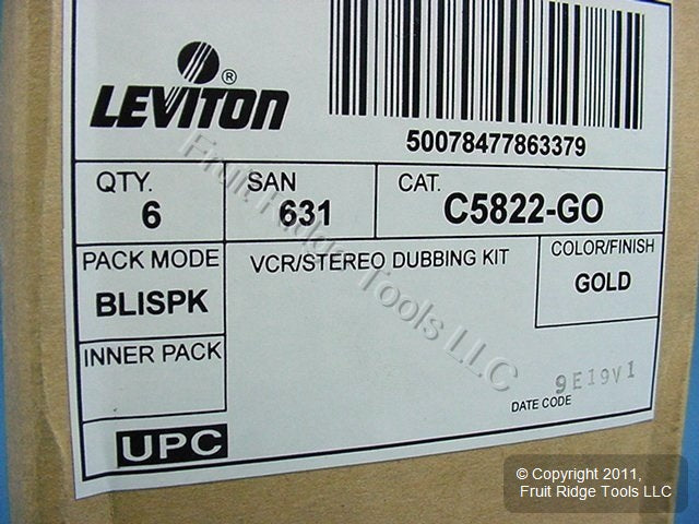 6 Leviton 6 Ft Video Stereo Audio Dubbing Coaxial Patch Cables GOLD C5822-GO