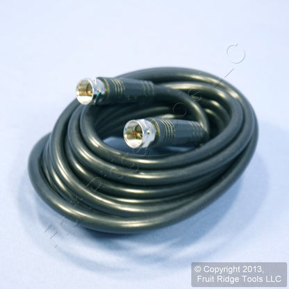 Leviton Black 12' Coaxial Video Cable w/ Silver PLUG Ends RG59 F-Type C5851-12E