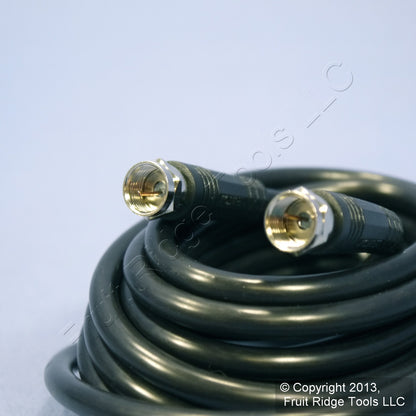Leviton Black 12' Coaxial Video Cable w/ Silver PLUG Ends RG59 F-Type C5851-12E