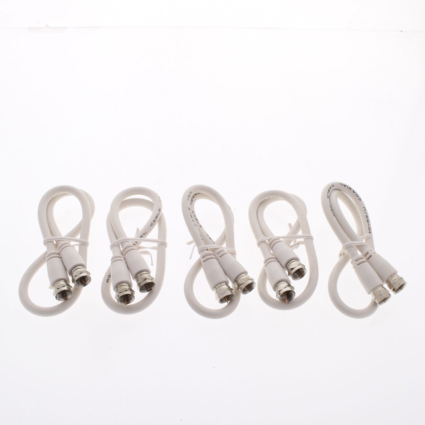 5 Leviton White 18" Coaxial Video Cables RG59 C5851-1W