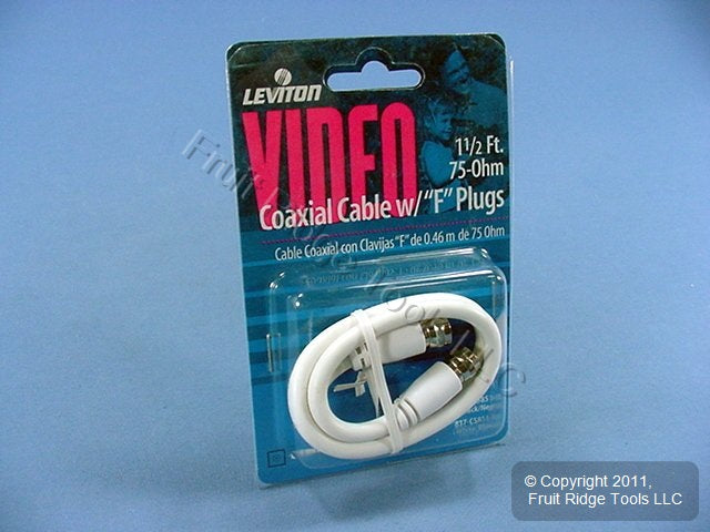 16 Leviton White 18" Coaxial Video Cables RG59 C5851-1W