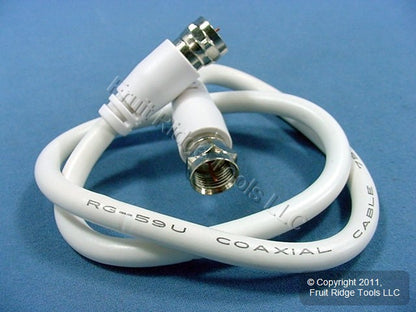 16 Leviton White 18" Coaxial Video Cables RG59 C5851-1W