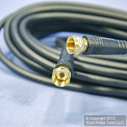 Leviton Black 25' Coaxial Video Cable Gold Plug Ends F-Type RG59 C5851-25G-104