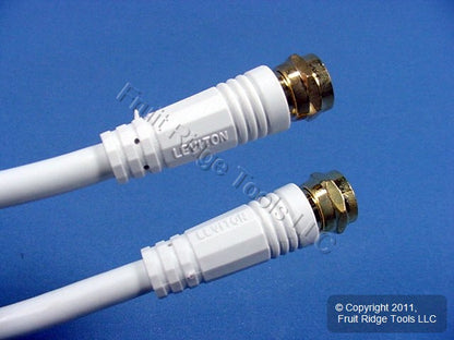 Leviton White 25' Coaxial Video Cable Gold Plug Ends F-Type RG59 C5851-25G-642