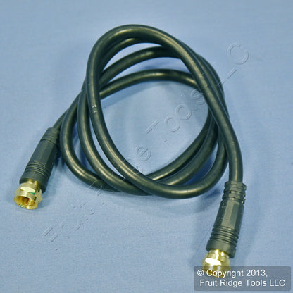 Leviton Black 3 Ft Coaxial Video Cable w/ Gold Plug Ends F-Type RG59 C5851-3GO