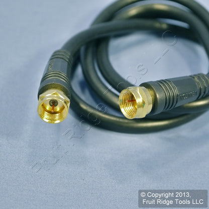 Leviton Black 3 Ft Coaxial Video Cable w/ Gold Plug Ends F-Type RG59 C5851-3GO