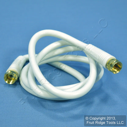 Leviton C5851-3GW White 3ft Coaxial Video Cable with Gold Plug Ends F-Type RG59