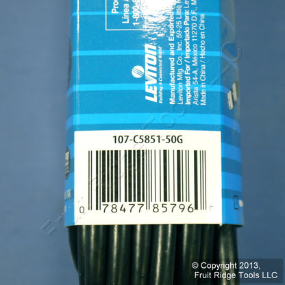 Leviton Black 50' Coaxial Video Cable w/ Gold Plug Ends F-Type RG59 C5851-50G