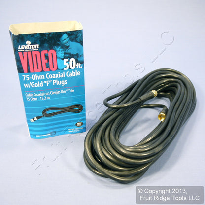 Leviton Black 50' Coaxial Video Cable w/ Gold Plug Ends F-Type RG59 C5851-50G