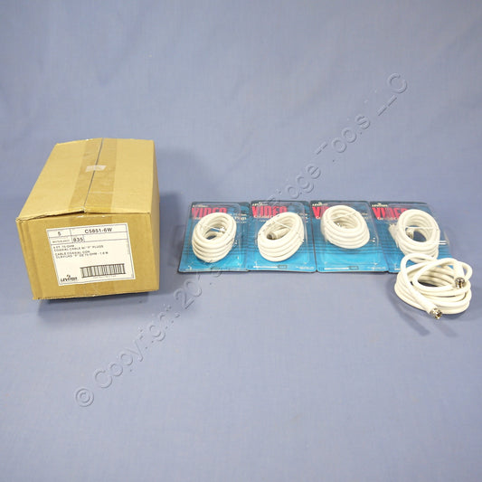 5 Leviton White 6' Coaxial Video Cables F-Type RG59 C5851-6W