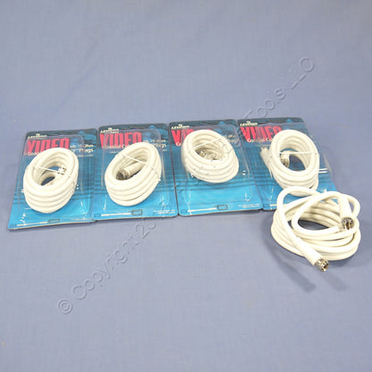 5 Leviton White 6' Coaxial Video Cables F-Type RG59 C5851-6W