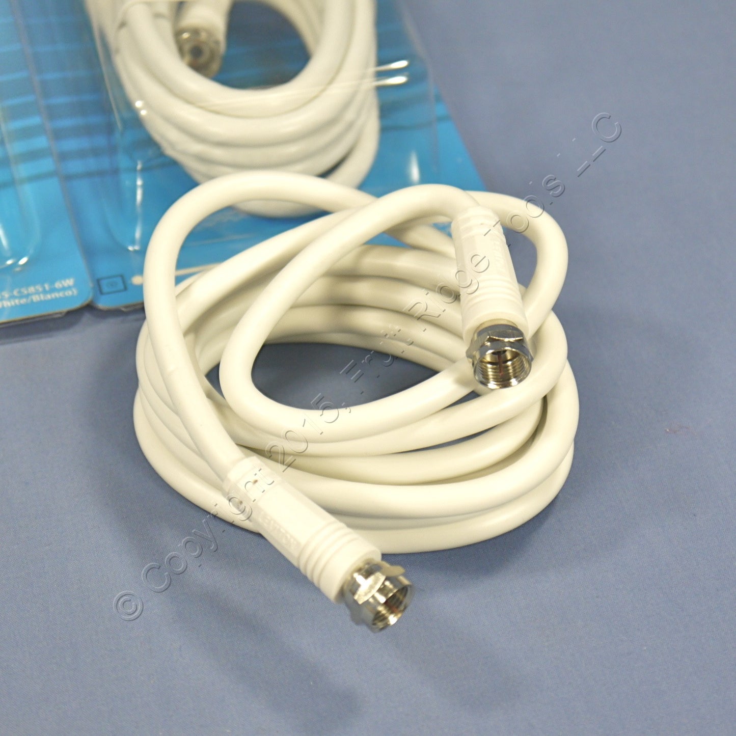 5 Leviton White 6' Coaxial Video Cables F-Type RG59 C5851-6W