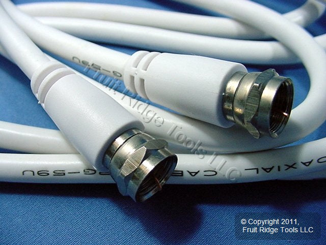 Leviton White 6' Coaxial Video Cable RG59 Plugs 75-Ohm F-Type Wire C5851-6W