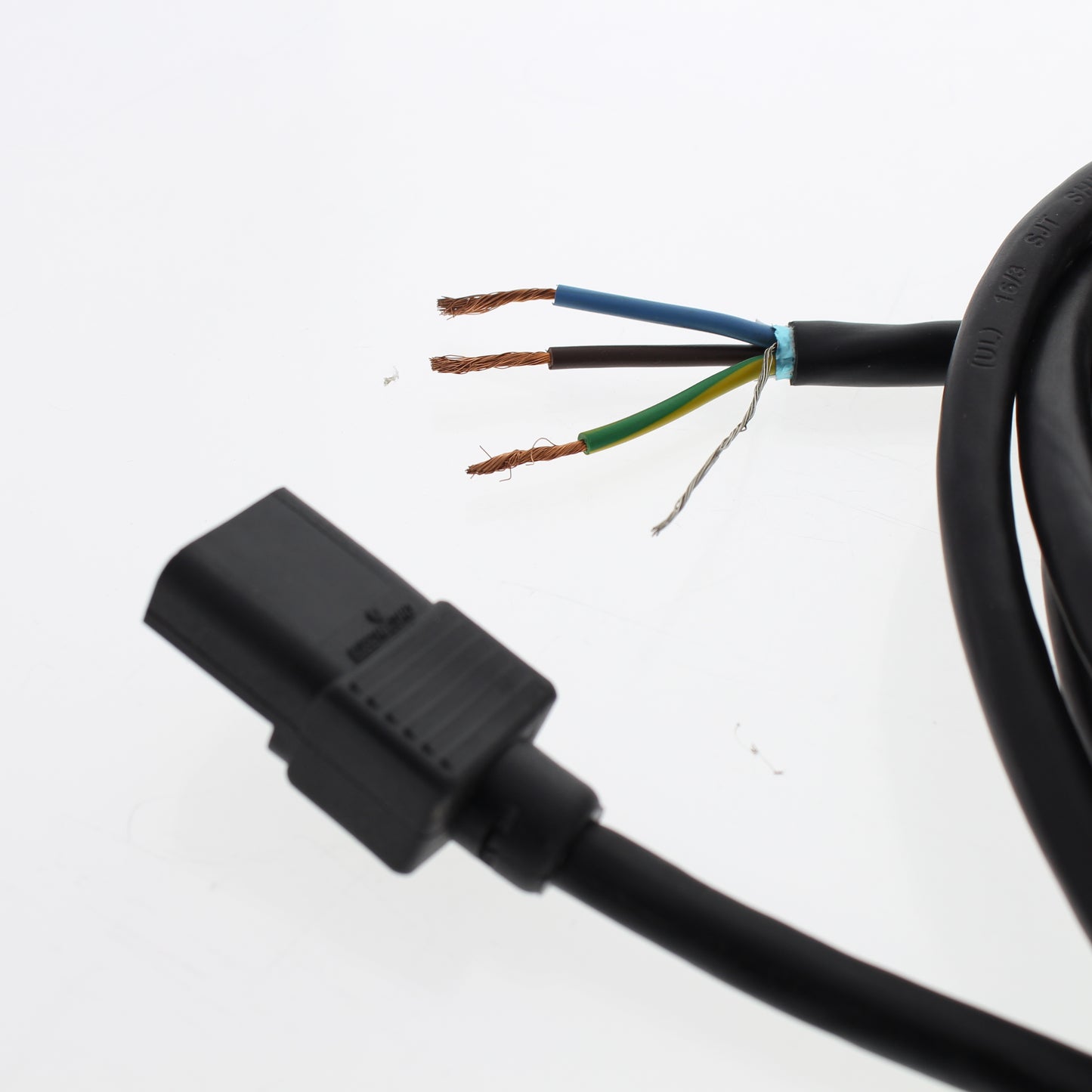 Electricord C601203MBL Black 9-1/2' Power Cord 16/3 SJT Shielded Pigtail Female