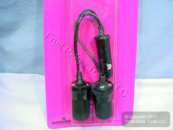 Leviton C9108-C00 Car Cigarette Lighter Y Adapter 2-Outlet Splitter
