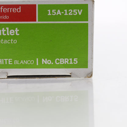 Leviton White Commercial Outlet Duplex Receptacle NEMA 5-15R 15A 125V CBR15-W