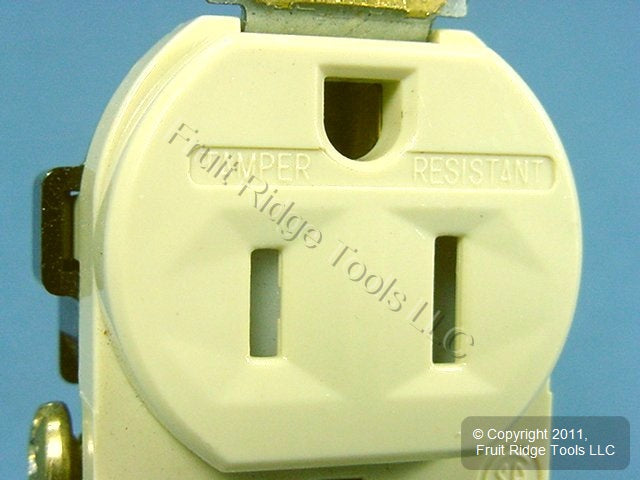 Leviton Ivory Commercial Tamper Resistant Duplex Receptacle 15A Bulk CR15S-GI