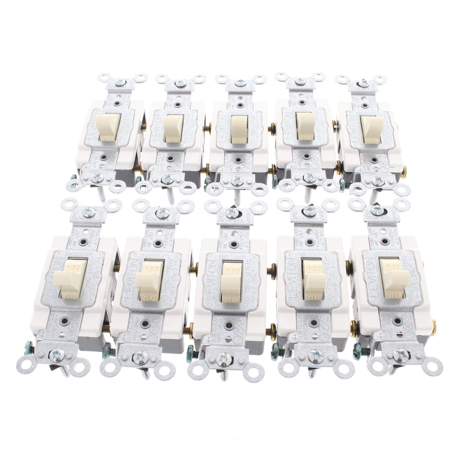 Leviton CS115-2A Almond Commercial Single Pole Toggle Switch Control 15A 10-Pack