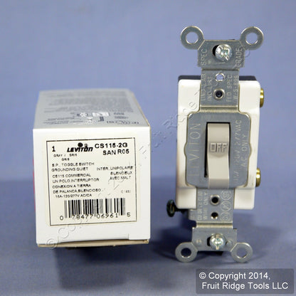 Leviton CS115-2G Gray Commercial Grade 15A Toggle Wall Light Switch Boxed