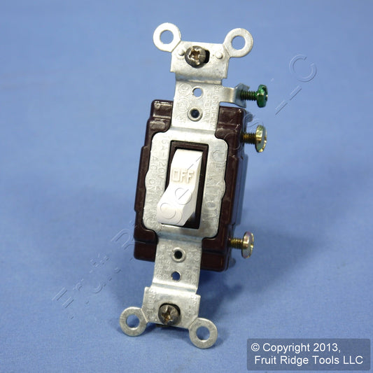 Leviton White Commercial Grade Single Pole Toggle Light Switch 15A Bulk CS115-2W
