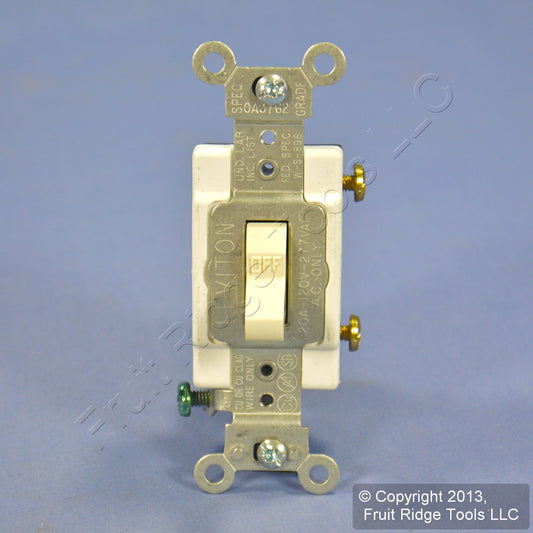 Leviton CS120-2A Almond Commercial Single Pole Toggle Wall Light Switch Bulk 20A