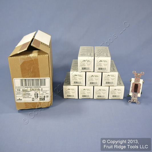 Leviton CS315-2 Brown 3-Way Commercial Toggle Wall Light Switches 15A 10-Pack