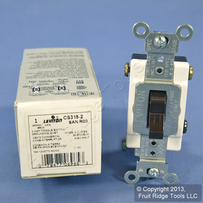 Leviton CS315-2 Brown 3-Way Commercial 15A Toggle Wall Light Switch Boxed