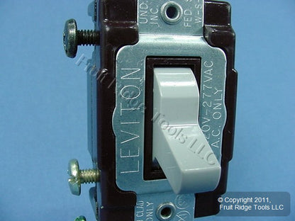 Leviton CS315-2GY Gray 3-Way Commercial Grade Toggle Wall Light Switch 15A Bulk