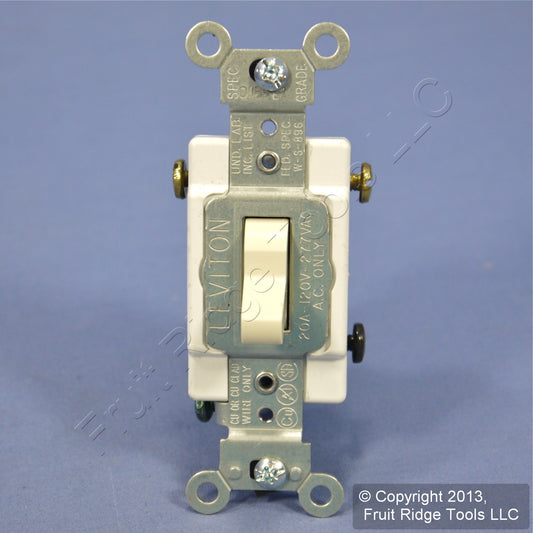 Leviton CS320-2A Almond 3-Way Commercial On/Off Toggle Light Switch Control 20A