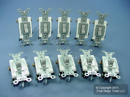 Leviton CS320-2GY Gray 3-Way Commercial Wall Light Switches 20A 10-Pack