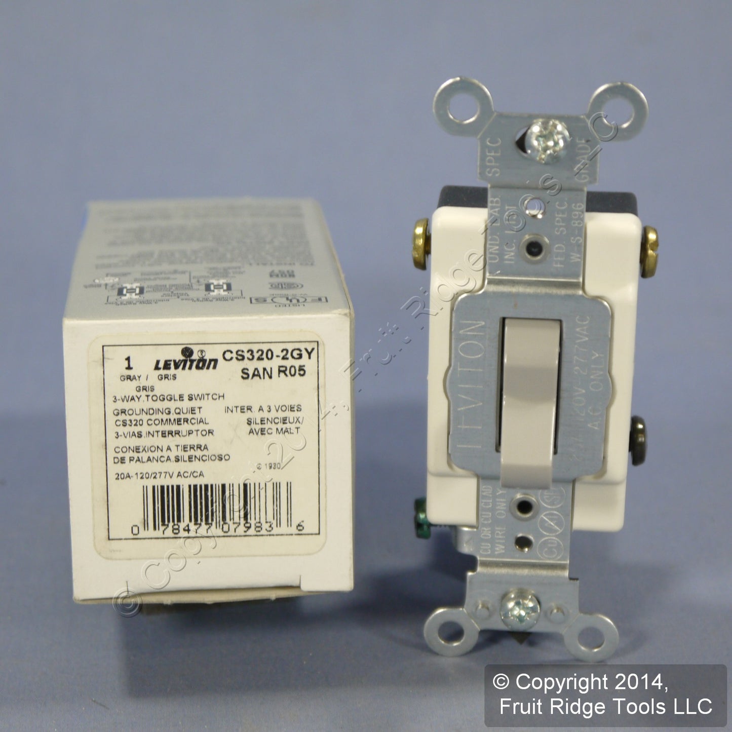 Leviton CS320-2GY Gray 3-WAY Commercial Toggle Wall Light Switch 20A Boxed