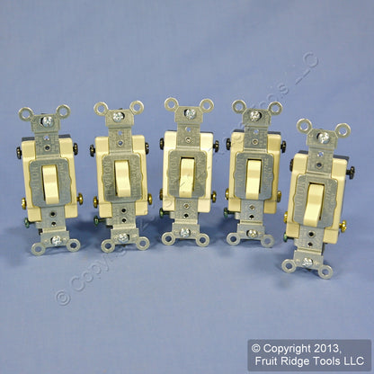 Leviton CS415-2I Ivory 4-Way Commercial Toggle Wall Light Switches 15A 5-Pack