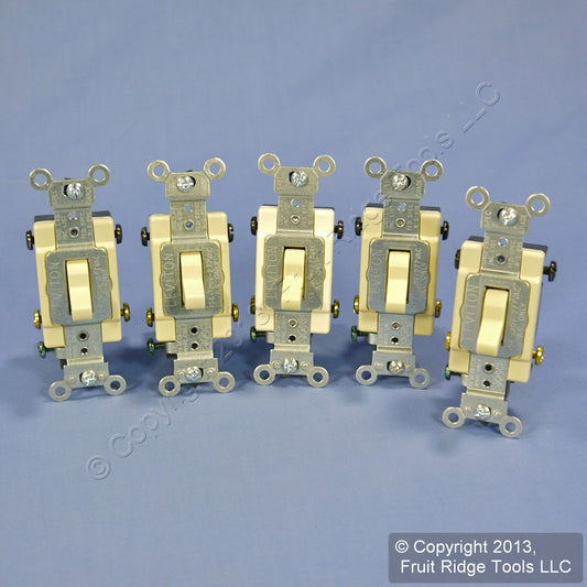 Leviton CS415-2I Ivory 4-Way Commercial Toggle Wall Light Switches 15A 5-Pack