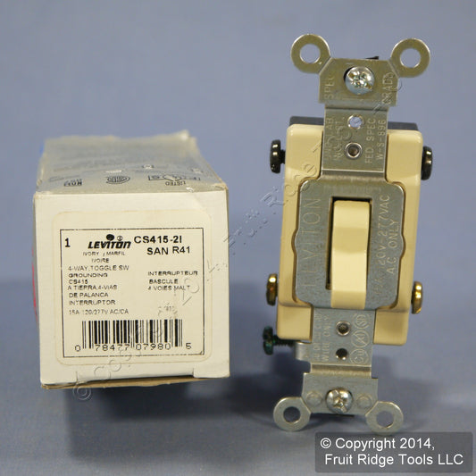 Leviton CS415-2I Ivory 4-Way Commercial Toggle Wall Light Switch 15A Boxed