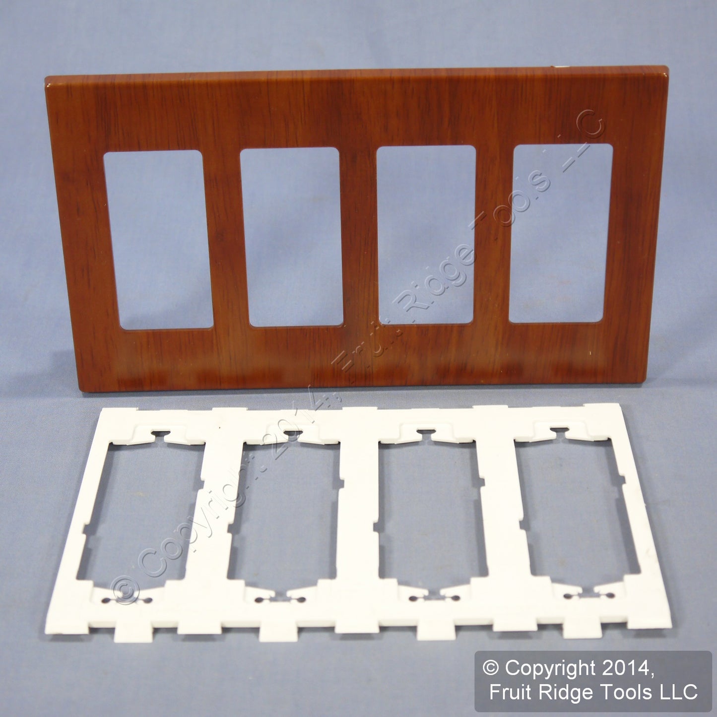 Leviton D0312-WAL Walnut 4-Gang 4-Decora Unbreakable Standard Wallplate Cover
