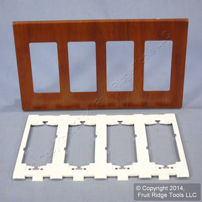 Leviton D0312-WAL Walnut 4-Gang 4-Decora Unbreakable Standard Wallplate Cover
