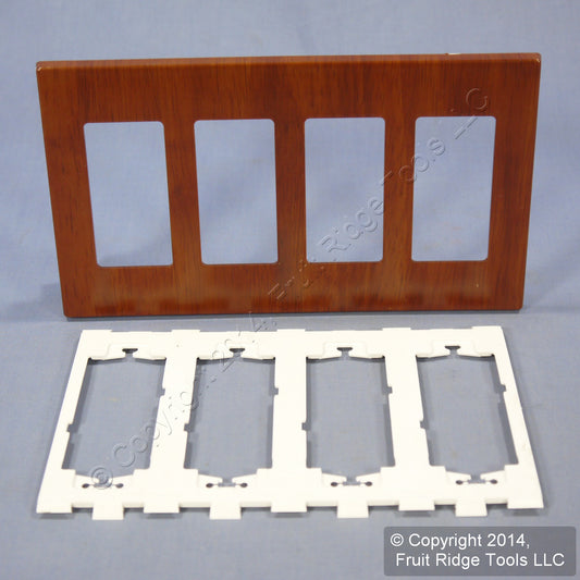 Leviton D0312-WAL Walnut 4-Gang 4-Decora Unbreakable Standard Wallplate Cover