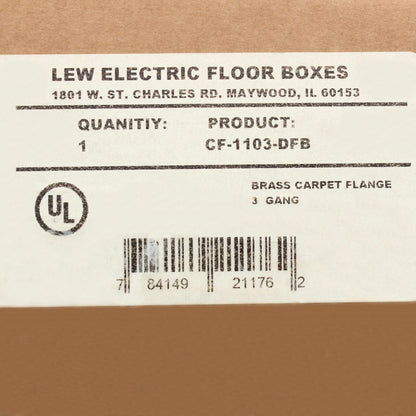 Lew Electric CF-1103-DFB Brass 3-Gang Floor Box Carpet Flange