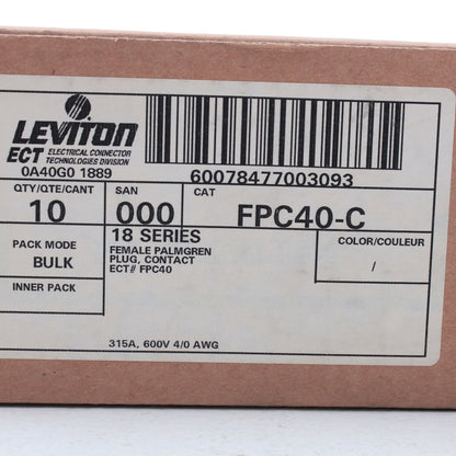 Leviton FPC40-C 18 Series Cam Plug Contact 315A 600V 10-Pack