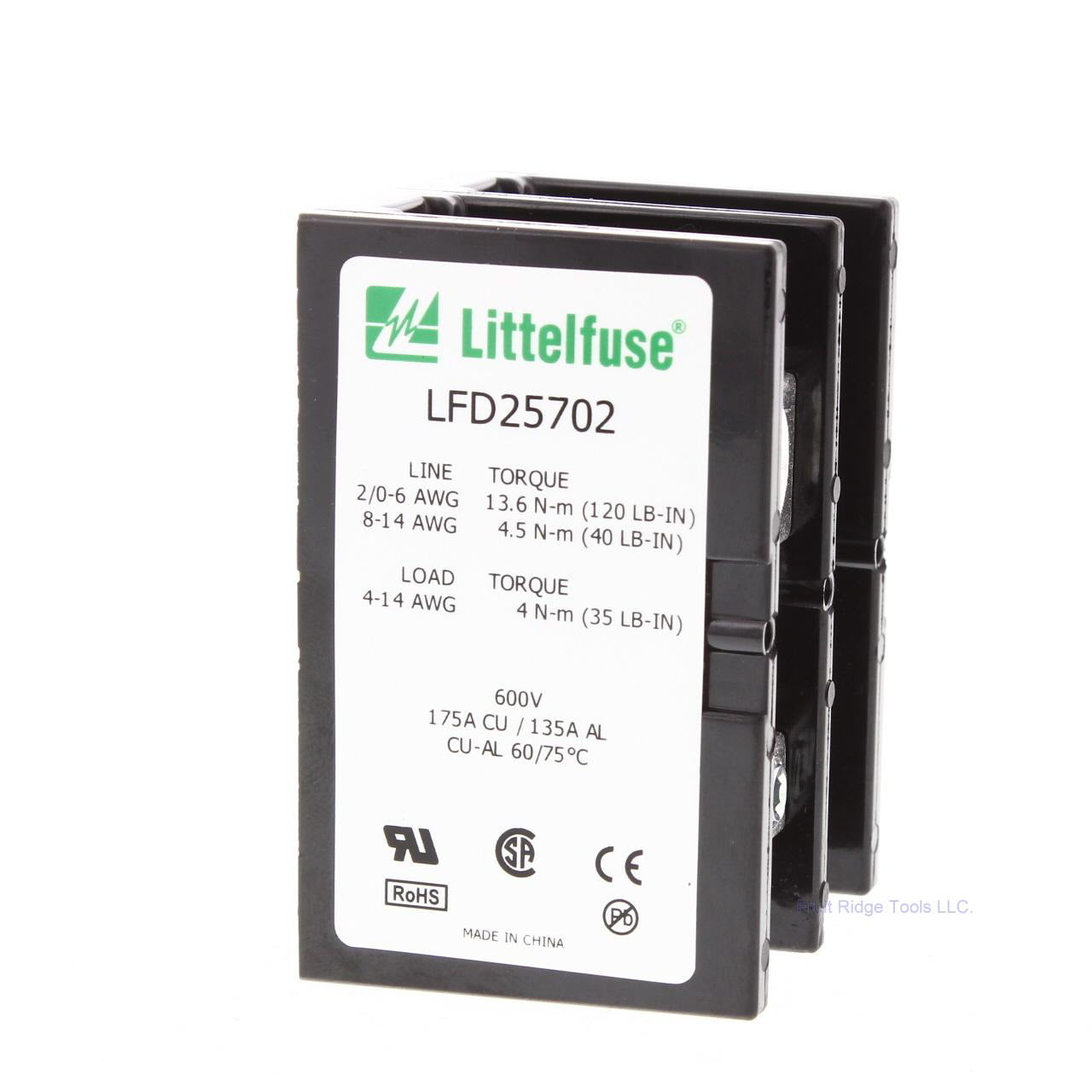 Littelfuse POWR-BLOKS Power Distribution Splicer Block 600V 175A 2 Pole LFD25702