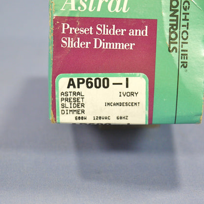 Lightolier AP600-I Ivory Astral Preset Slide Dimmer Light Switch On/Off 600W