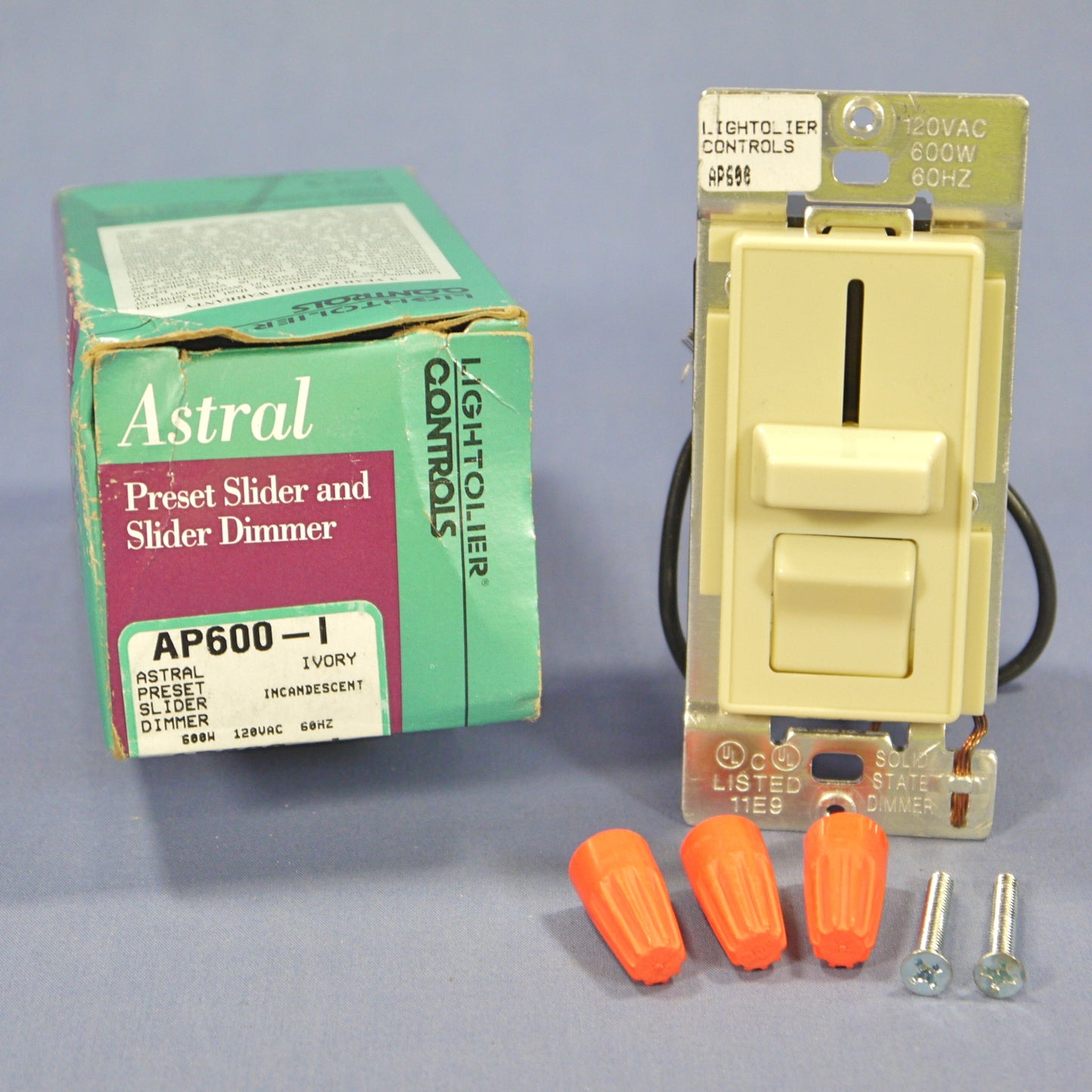 Lightolier AP600-I Ivory Astral Preset Slide Dimmer Light Switch On/Off 600W