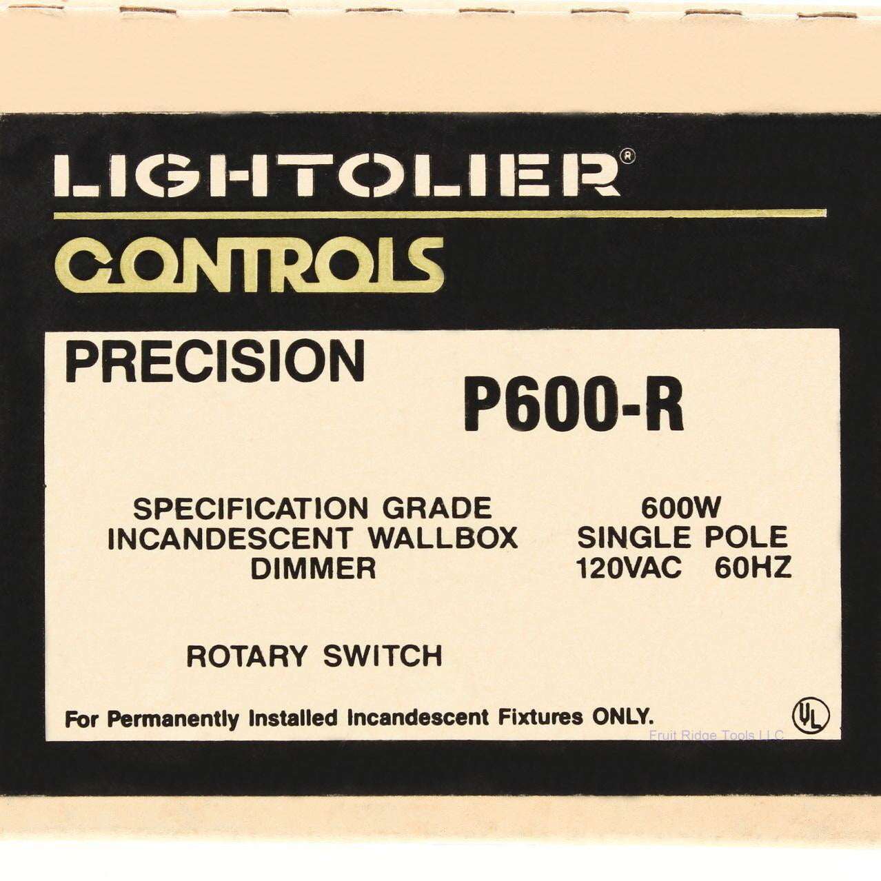 Lightolier P600-R White Precision Single Pole Rotary Switch Wallbox Control