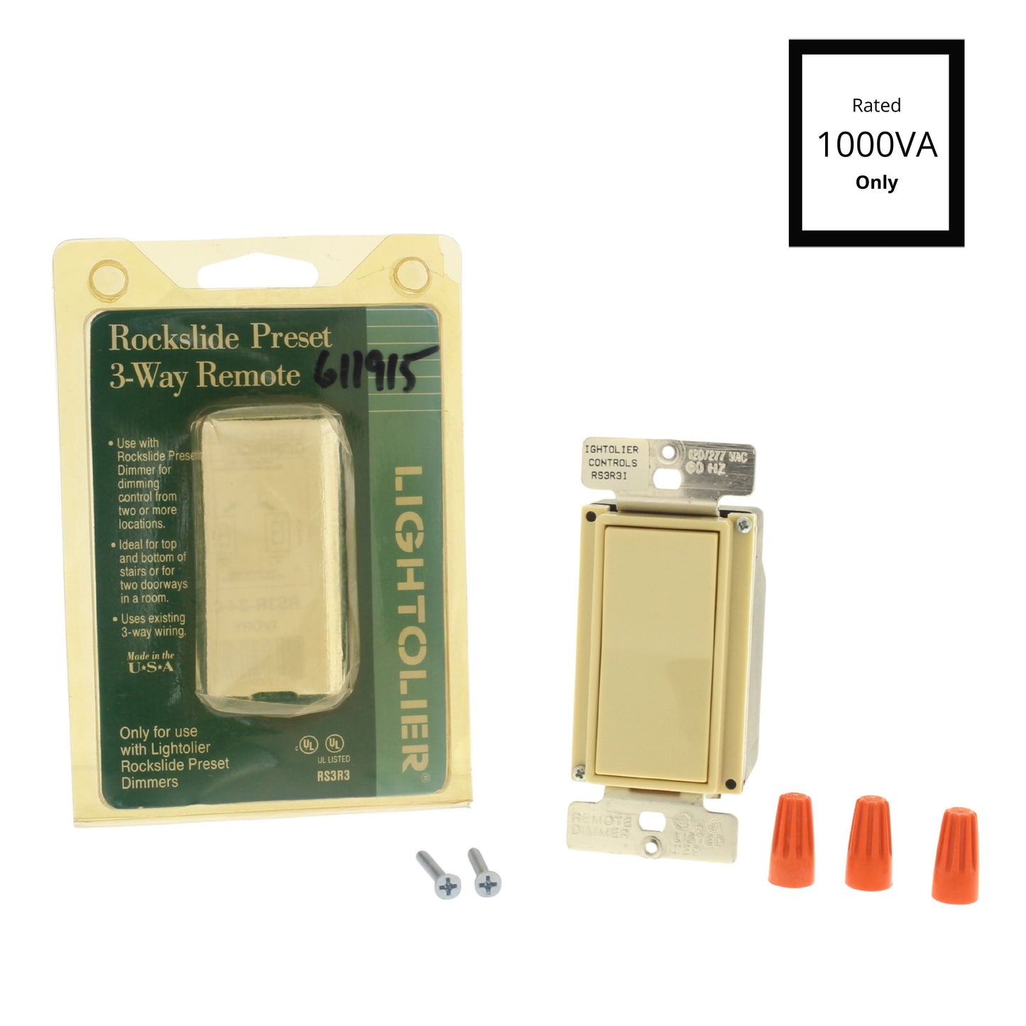 Lightolier RS3R3-I Ivory Rockslide Slave Dimmer Switch Remote