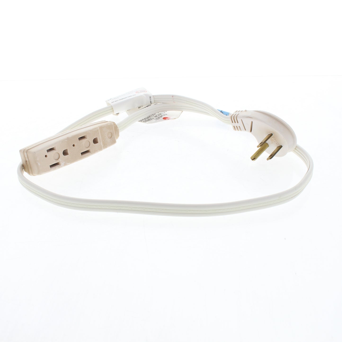Leviton White Low Profile 3-Outlet Extension Cord 3' 15A 125V Only 1/2" Thick
