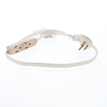 Leviton White Low Profile 3-Outlet Extension Cord 3' 15A 125V Only 1/2" Thick